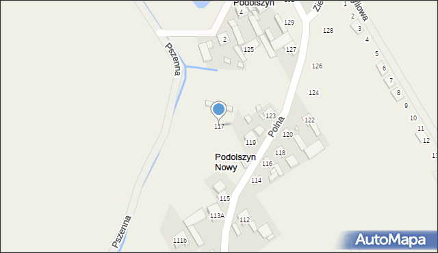 Podolszyn, Polna, 117, mapa Podolszyn