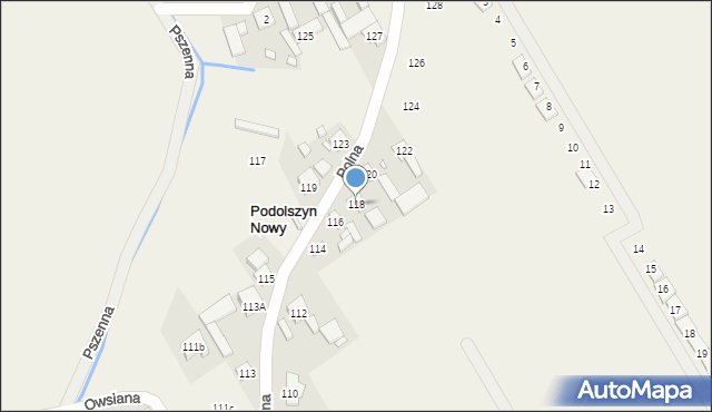 Podolszyn, Polna, 118, mapa Podolszyn
