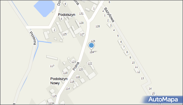 Podolszyn, Polna, 124, mapa Podolszyn
