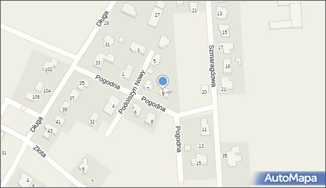 Podolszyn Nowy, Pogodna, 9, mapa Podolszyn Nowy