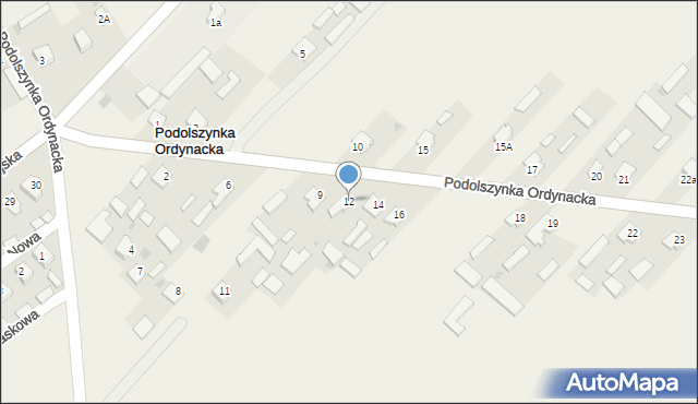 Podolszynka Ordynacka, Podolszynka Ordynacka, 12, mapa Podolszynka Ordynacka