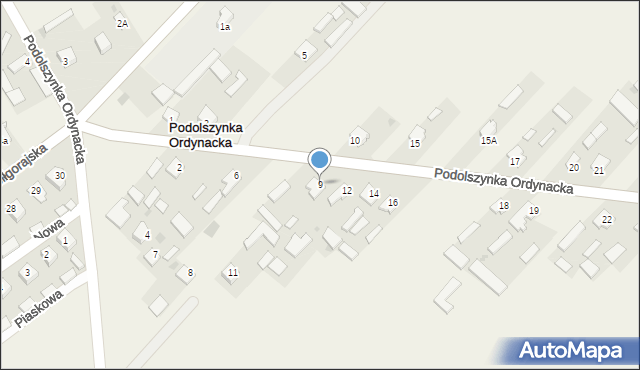 Podolszynka Ordynacka, Podolszynka Ordynacka, 9, mapa Podolszynka Ordynacka