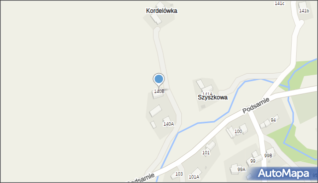 Podsarnie, Podsarnie, 140B, mapa Podsarnie