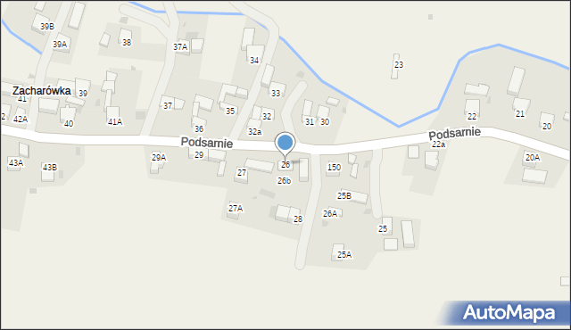 Podsarnie, Podsarnie, 26, mapa Podsarnie
