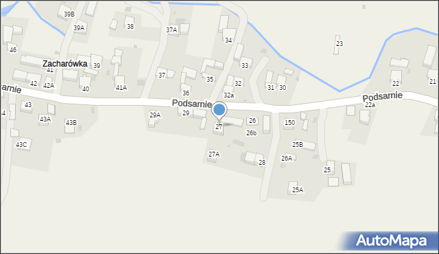 Podsarnie, Podsarnie, 27, mapa Podsarnie