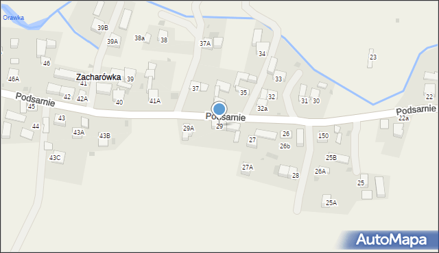 Podsarnie, Podsarnie, 29, mapa Podsarnie
