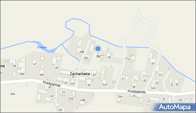 Podsarnie, Podsarnie, 38a, mapa Podsarnie