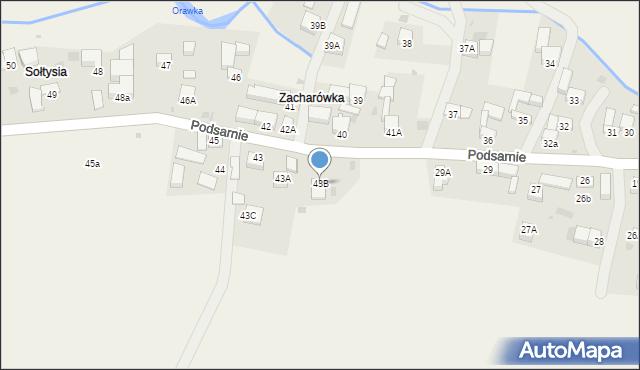 Podsarnie, Podsarnie, 43B, mapa Podsarnie