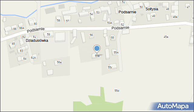 Podsarnie, Podsarnie, 55B, mapa Podsarnie