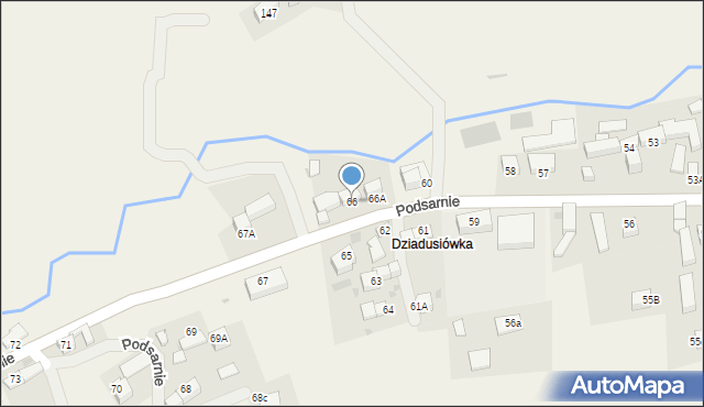 Podsarnie, Podsarnie, 66, mapa Podsarnie