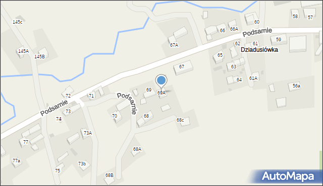Podsarnie, Podsarnie, 69A, mapa Podsarnie