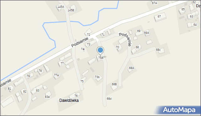Podsarnie, Podsarnie, 73A, mapa Podsarnie