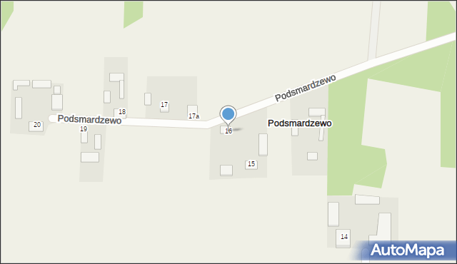 Podsmardzewo, Podsmardzewo, 16, mapa Podsmardzewo