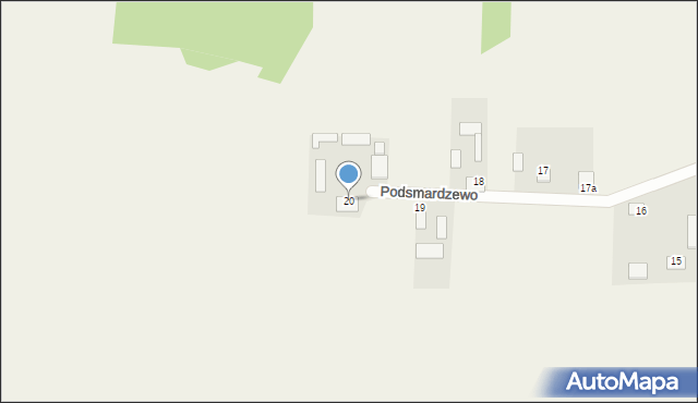 Podsmardzewo, Podsmardzewo, 20, mapa Podsmardzewo