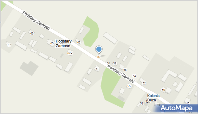 Podstary Zamość, Podstary Zamość, 87, mapa Podstary Zamość