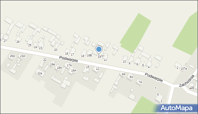Podwarpie, Podwarpie, 13, mapa Podwarpie