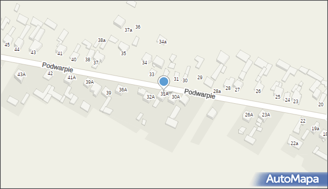 Podwarpie, Podwarpie, 31A, mapa Podwarpie