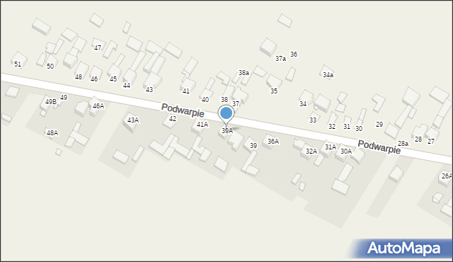 Podwarpie, Podwarpie, 39A, mapa Podwarpie
