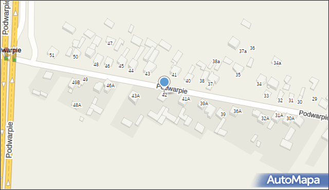 Podwarpie, Podwarpie, 42, mapa Podwarpie