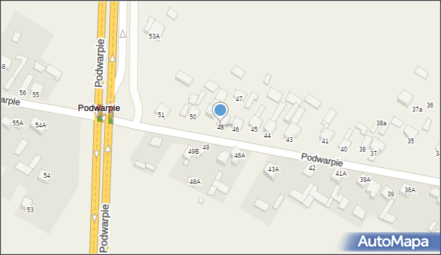 Podwarpie, Podwarpie, 48, mapa Podwarpie