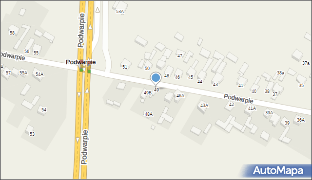 Podwarpie, Podwarpie, 49, mapa Podwarpie