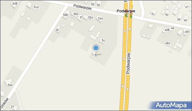 Podwarpie, Podwarpie, 53, mapa Podwarpie