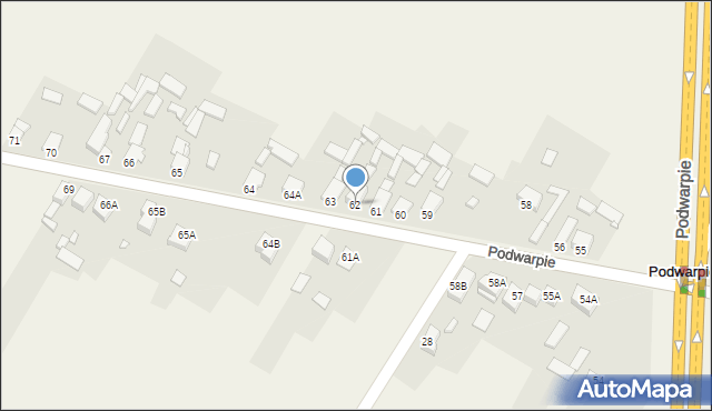 Podwarpie, Podwarpie, 62, mapa Podwarpie