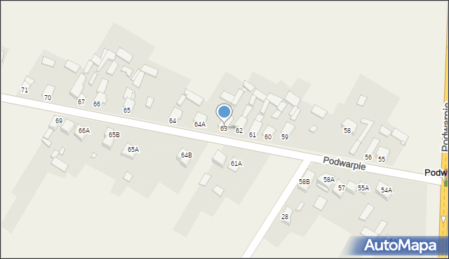 Podwarpie, Podwarpie, 63, mapa Podwarpie