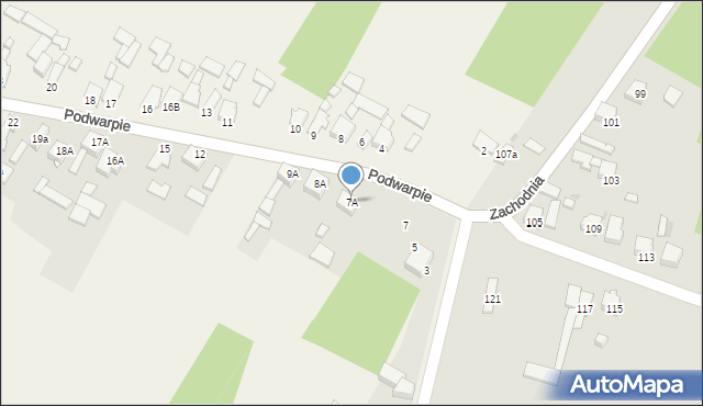 Podwarpie, Podwarpie, 7A, mapa Podwarpie