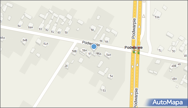 Podwarpie, Podwarpie, 56A, mapa Podwarpie