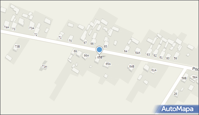 Podwarpie, Podwarpie, 65B, mapa Podwarpie