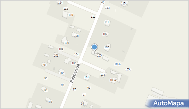 Podzamcze Kolonia, Podzamcze Kolonia, 105, mapa Podzamcze Kolonia