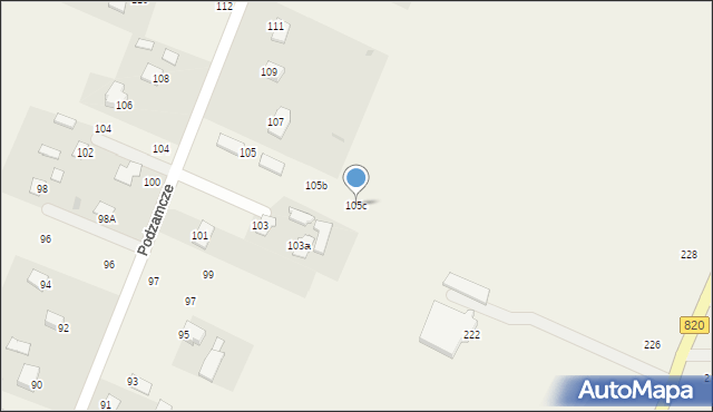Podzamcze Kolonia, Podzamcze Kolonia, 105c, mapa Podzamcze Kolonia