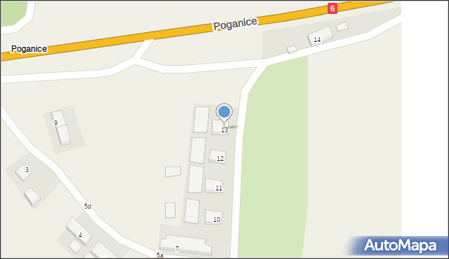 Poganice, Poganice, 13, mapa Poganice