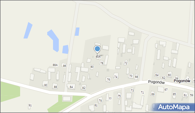 Pogonów, Pogonów, 80A, mapa Pogonów