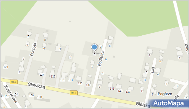 Pogórze, Podleśna, 5, mapa Pogórze