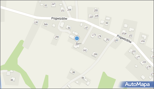 Pogwizdów, Pogwizdów, 257, mapa Pogwizdów