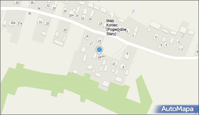 Pogwizdów Stary, Pogwizdów Stary, 14, mapa Pogwizdów Stary