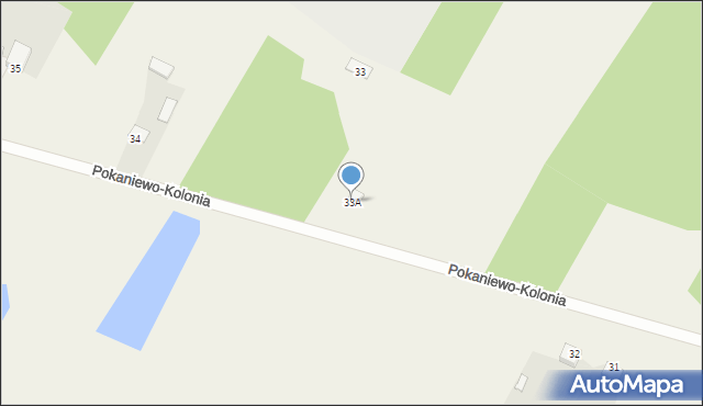 Pokaniewo-Kolonia, Pokaniewo-Kolonia, 33A, mapa Pokaniewo-Kolonia