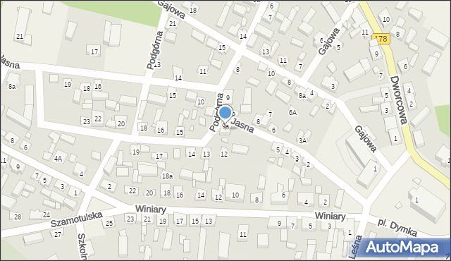 Połajewo, Podgórna, 9a, mapa Połajewo