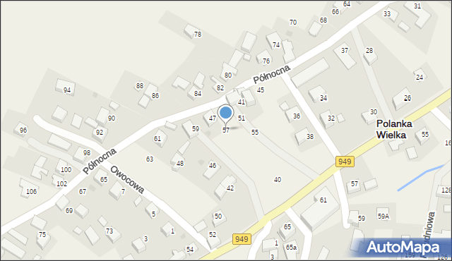 Polanka Wielka, Północna, 57, mapa Polanka Wielka
