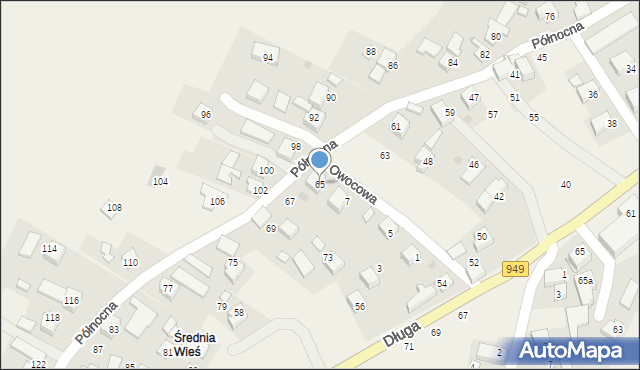 Polanka Wielka, Północna, 65, mapa Polanka Wielka