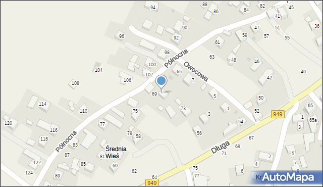 Polanka Wielka, Północna, 71, mapa Polanka Wielka