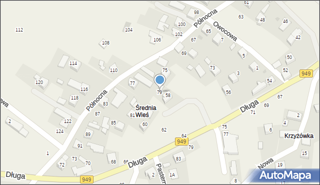 Polanka Wielka, Północna, 79, mapa Polanka Wielka