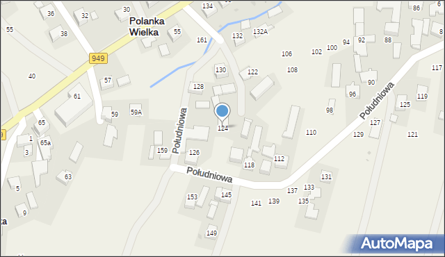 Polanka Wielka, Południowa, 124, mapa Polanka Wielka