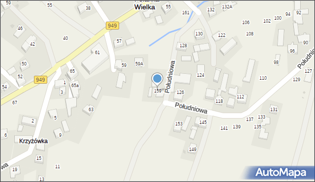 Polanka Wielka, Południowa, 159, mapa Polanka Wielka