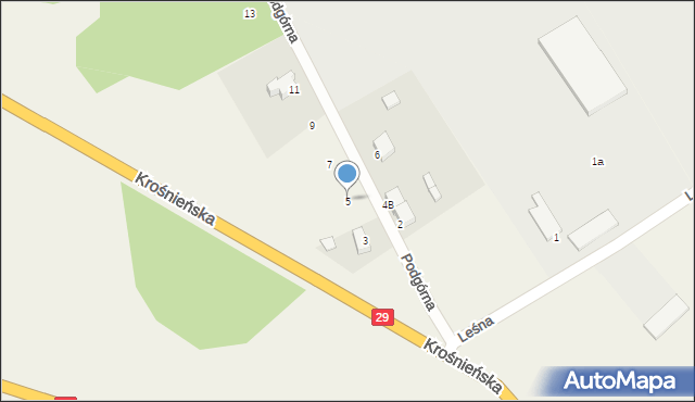 Połupin, Podgórna, 5, mapa Połupin