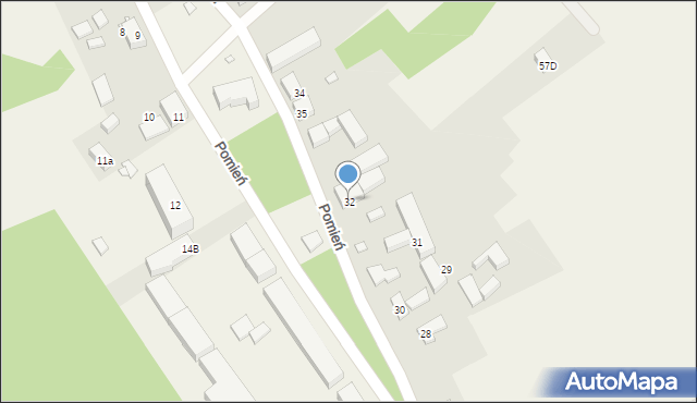 Pomień, Pomień, 32, mapa Pomień