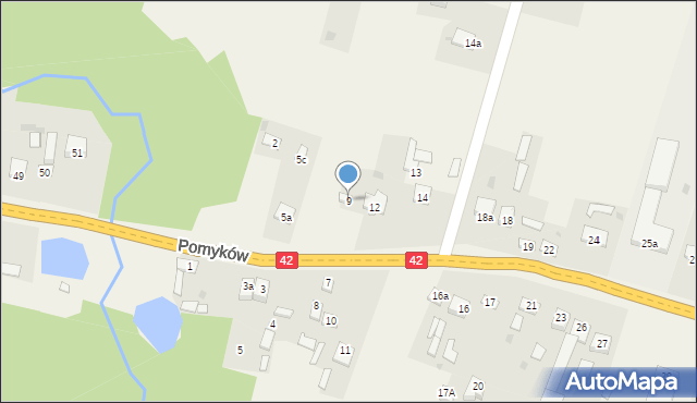 Pomyków, Pomyków, 9, mapa Pomyków