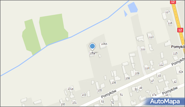 Pomyków, Pomyków, 105a, mapa Pomyków